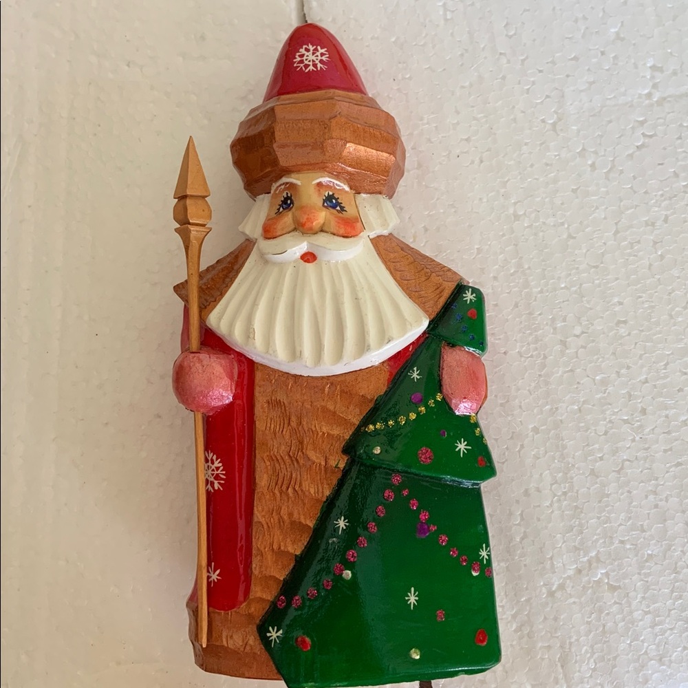 Festive Russian Santa Claus Hand Carved